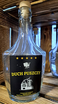 Butelka 0,5l z korkiem Duch Puszczy Żubr  na whisky brandy na bimber Nalewkę 500ml Piękny design