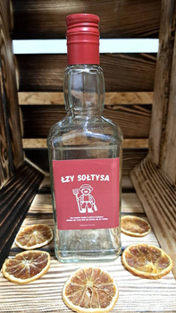 Butelka 0,5l Łzy Sołtysa Duch Puszczy Whisky Brandy na Bimber Wódkę 500ml Daniels szklana butelka z zakrętką etykieta Kapturek