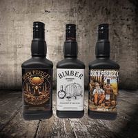 Zestaw 3x czarnych Butelek Duch Puszczy – 0,5L Elegancki design Doskonały na prezent