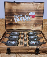 Ekskluzywna skrzynia na prezent skrzynka na alkohol Duch Puszczy Zestaw 6x butelki kieliszki z grawerem