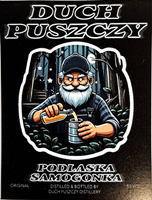 Etykietka Bimber Dziadek Bimbrownik naklejka DuchPuszczy zrobiony w ukryciu Duch Puszczy duża naklejka 96x66mm na butelkę Bimber Etykieta na butelkę 100x sztuk pakiet