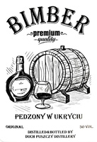 Etykietka Bimber Pędzony w ukryciu Biała duża 96x66mm na butelkę Bimber Naklejka na butelkę 10x sztuk pakiet 