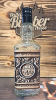 Butelka szklana 0,5l Bimber Moonshine Ekskluzywna etykieta Idealna buteleczka na Whisky Brandy Bimber 500 ml szklana Kwadratowa butelka z zakrętką i etykietą