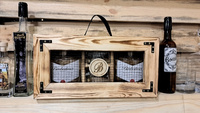 Skrzynka drewniana BimberTimes HandMade 2x Karafki Butelki 2x szklanki z grawerem Zestaw prezentowy na alkohol dla konesera DuchPuszczy