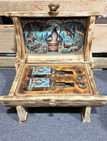 Beczka Panoramixa na alkohol otwierana drewniana beczułka HandMade butelki kieliszki z grawerem Zestaw dla konesera Duch Puszczy