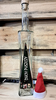Butelka świąteczna DuchPuszczy 0,5L Duch Puszczy z czapeczką mikołajową smukła szklana butelka 500ml na BIMBER Święta Wesołych Świąt Ekskluzywna edycja szkło na nalewkę bimber wódkę whisky