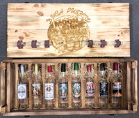 Skrzynka drewniana Moonshine w zestawie 8x butelek szklanych Duch Puszczy HandMade 6x kieliszków z grawerem Bimber Zestaw prezentowy na alkohol dla konesera Idealny pomysł na prezent 