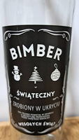 Etykieta Świąteczna Bimber Świąteczny Mikołaj Choinka Bałwanek Etykiety 105x70mm na butelkę Bimber zrobiony w ukryciu Naklejka na butelkę 10x sztuk 