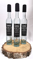 Butelki do Whisky Brandy na Bimber Wódkę Nalewkę 3x 375 ml szklana butelka z korkiem etykieta Bimber smukła elegancka butelka Piękny Zestaw