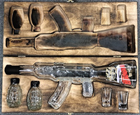 Karabin Butelka AK47 kałasznikow Skrzynka Prezentowa na Alkohol Duch Puszczy Skrzynia Butelka Granat Kieliszki 