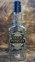 Butelka szklana 0,5l Duch Puszczy Bimber Gold Edition Whisky Brandy Bimber 500ml szklana Kwadratowa butelka z zakrętką etykieta